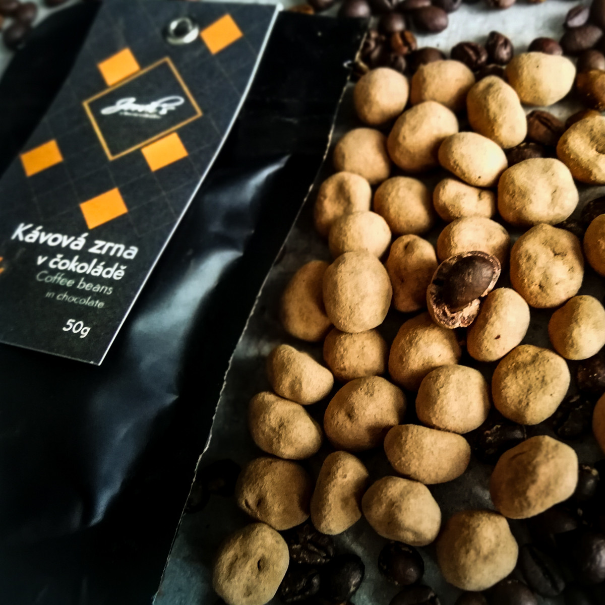 Kávová zrna v čokoládě 63% 50g - Jordi's