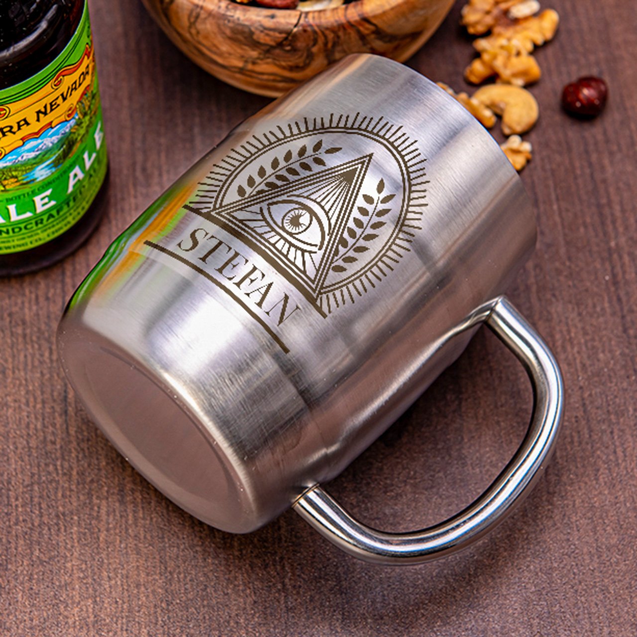 Nerezový "půllitr" Manboxeo s gravírováním 400 ml - broušený II. jakost