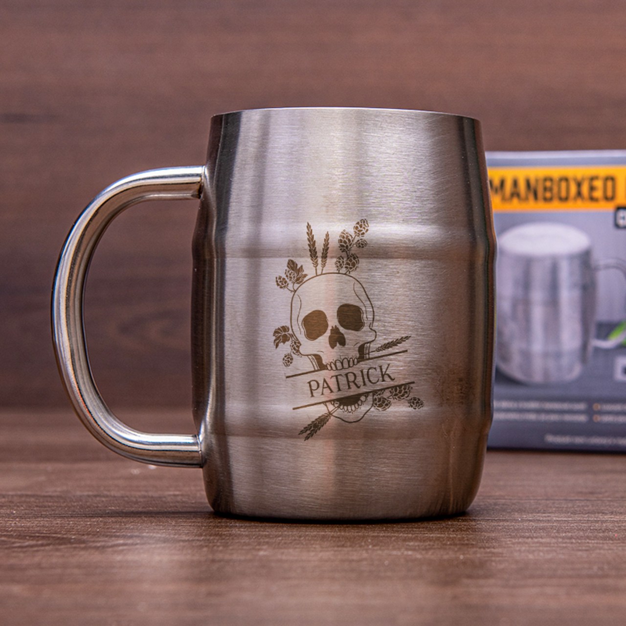 Nerezový "půllitr" Manboxeo s gravírováním 400 ml - broušený II. jakost