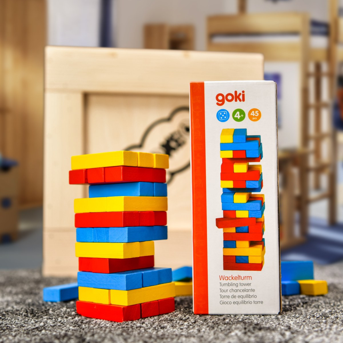 Hra s kostičkami Vratká věž Jenga barevná