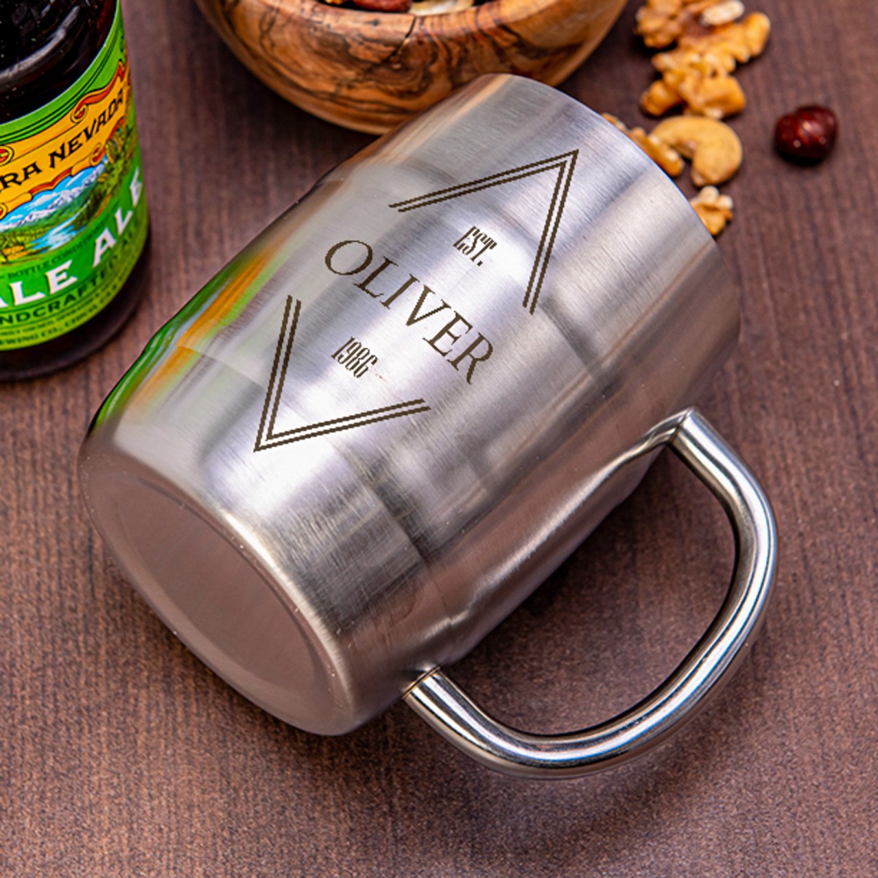 Nerezový "půllitr" Manboxeo s gravírováním 400 ml - broušený II. jakost