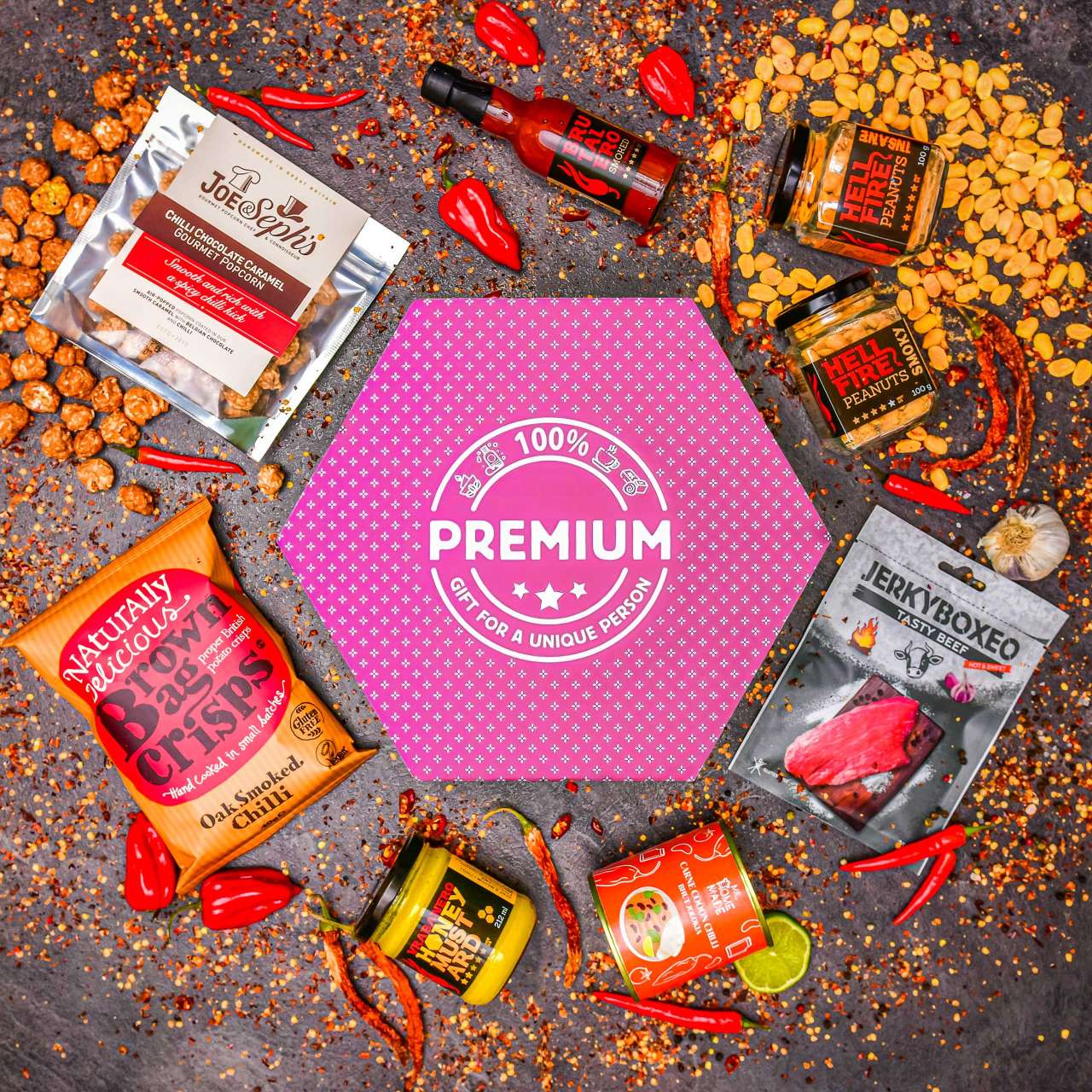 Giftboxeo plné chilli specialit XXL - Fialové Nová verze