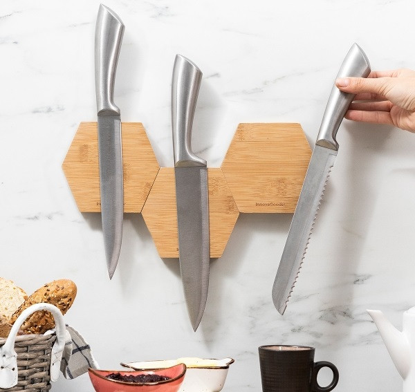 Bambusové magnetické nalepovací držáky magbu innovagoods balíček 3 jednotek (V0103437)
