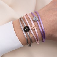 Dámský DVOJITÝ náramek se ŠŇŮRKOU a TEXTEM na přání na 1 KOMPONENT - 4 komponenty - HVĚZDIČKA, SRDÍČKO, KOLEČKO, TUBUS [1a]