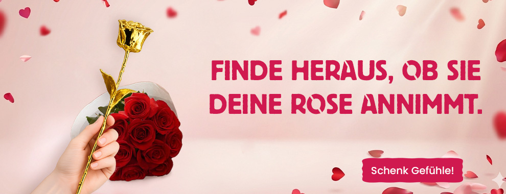 Goldene Rose in einer Geschenkbox