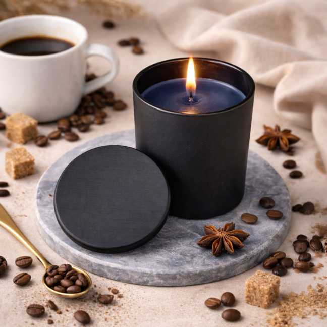 Schwarze Duftkerze in der Box 130 g – KAFFEE