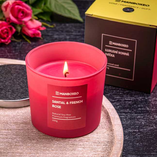 Exklusive Duftkerze mit Premium-Duft – Santal & Rose 200 g