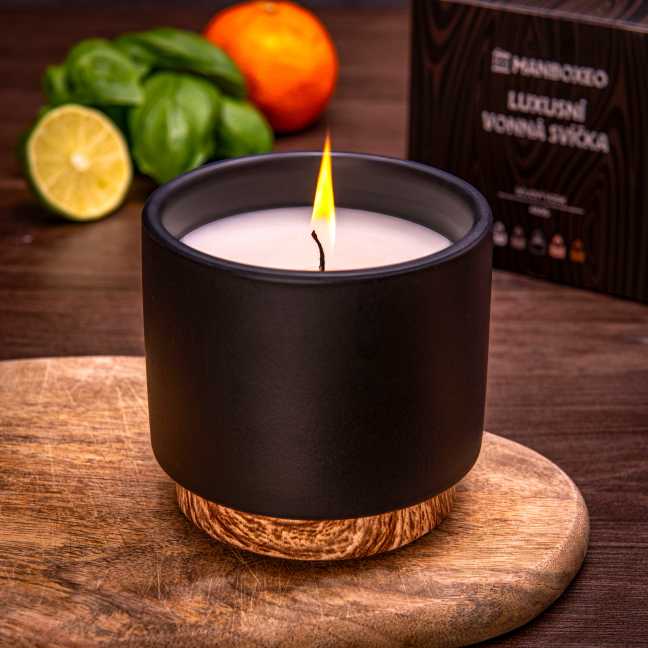 Elegante Duftkerze mit Sojawachs und intensivem Duft – Lime Basil & Mandarine 400 g