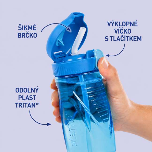 Quick-Flasche mit Strohhalm 520 ml, blau