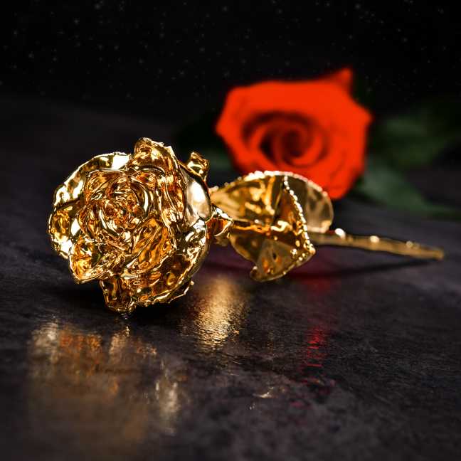 Vergoldete Rose in Geschenkbox - II. Qualität