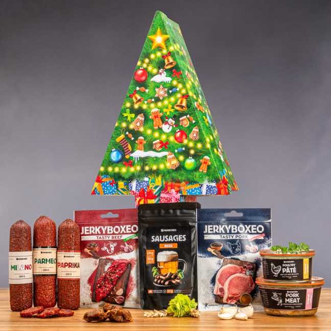 Weihnachtsbaum voll mit Fleisch