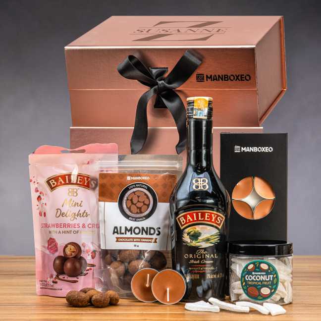 Giftboxeo Geschenkbox (rose gold) - Mit Baileys