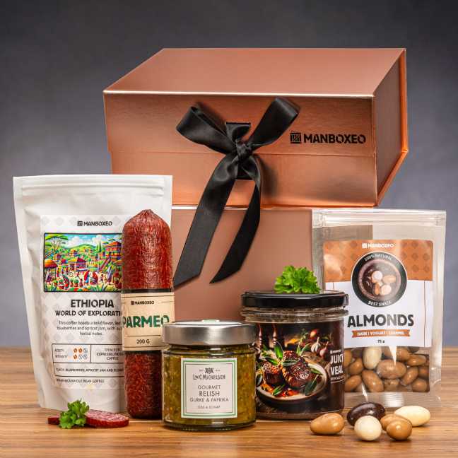 Giftboxeo Geschenkbox (rose gold) - Voller Köstlichkeiten