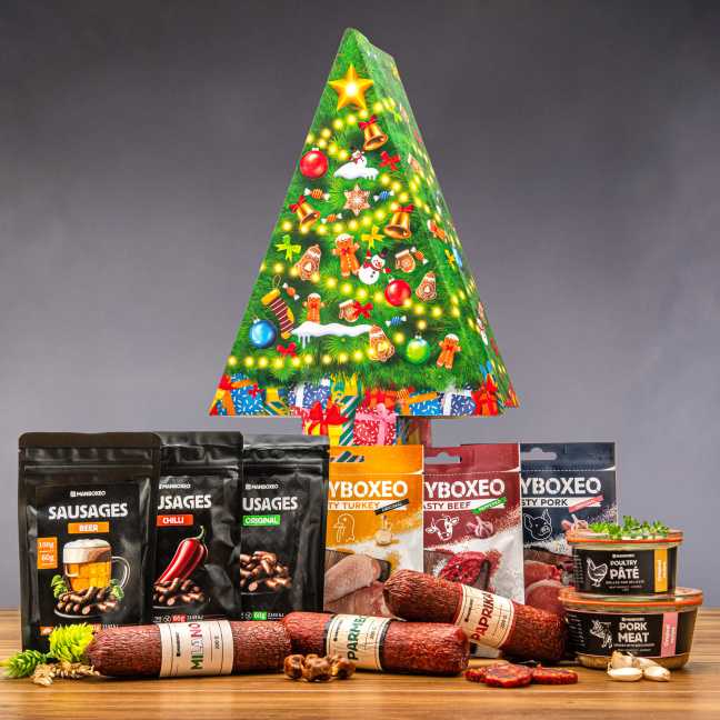 Weihnachtsbaum voll mit Fleisch