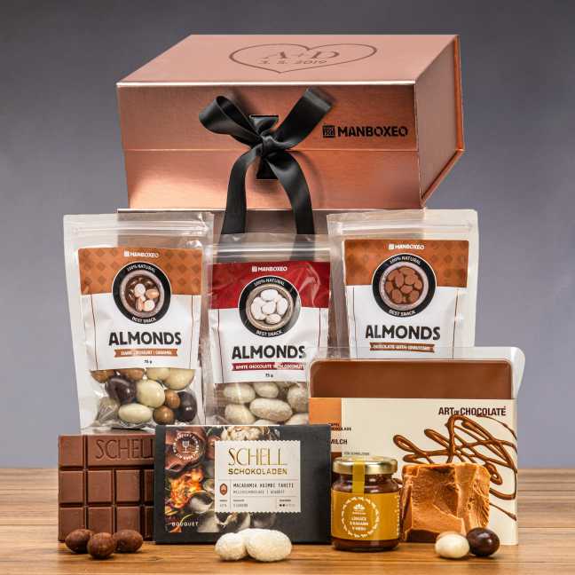 Giftboxeo Geschenkbox (rose gold) - Voller Schokolade